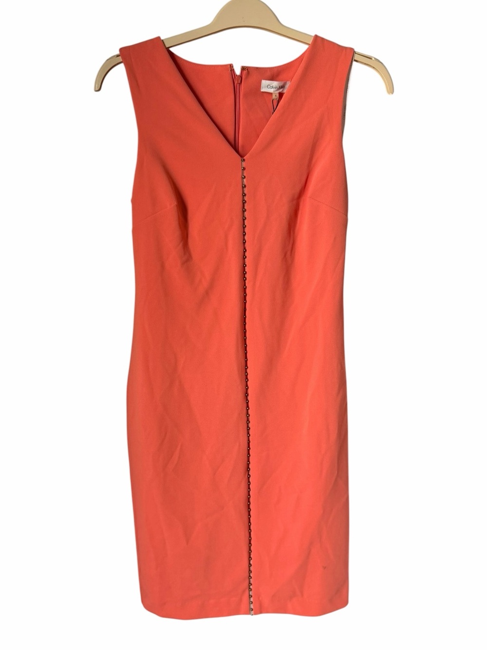 Calvin Klein Orange Pink Sleeveless Sheath Dress Work Business Professiona